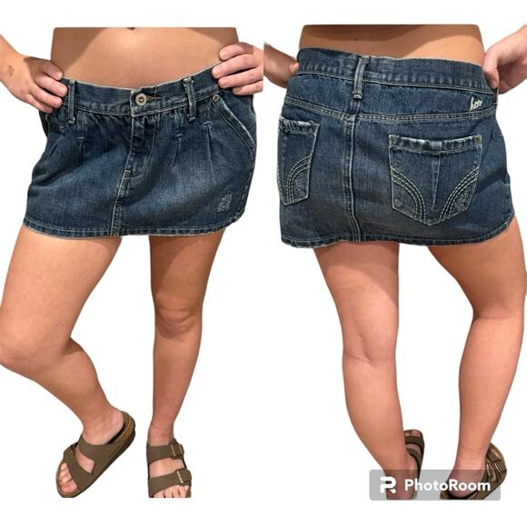 Hollister Y2K Retro 2000's Micro Mini Vintage Denim Skirt 7 Skater Fairy Grunge - Picture 1 of 16
